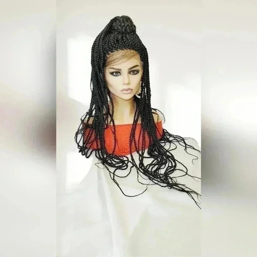 Braided lace wigs, 100% handmade NWOT, long braids, updo half ponytail # 1 - Picture 8 of 11